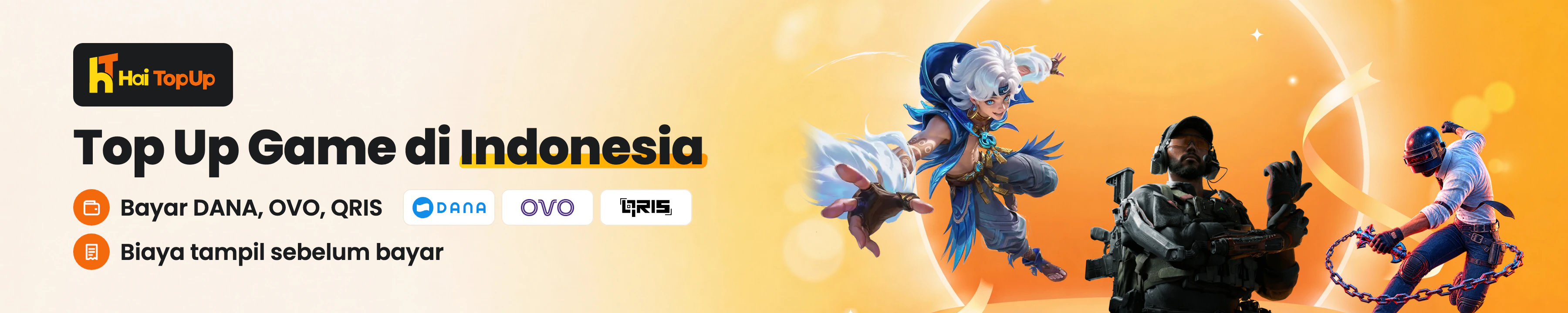 HaiTopUp — top up game di Indonesia, bayar dengan DANA, OVO, atau QRIS